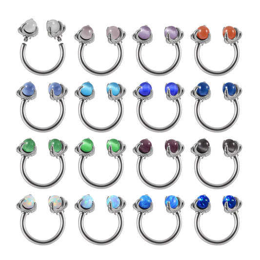 1PC Dragon Claw Stone Labret Ring, Prong Opal CBR Ring Ear Tragus Earrings Daith Piercing Jewelry
